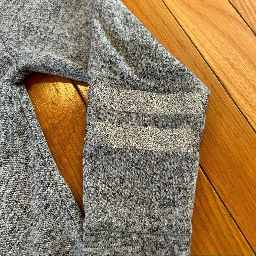 Lot of 2 Justice Sweatshirts Size 8 Gray Fuzzy Glitter S’mores Campfire Lattes